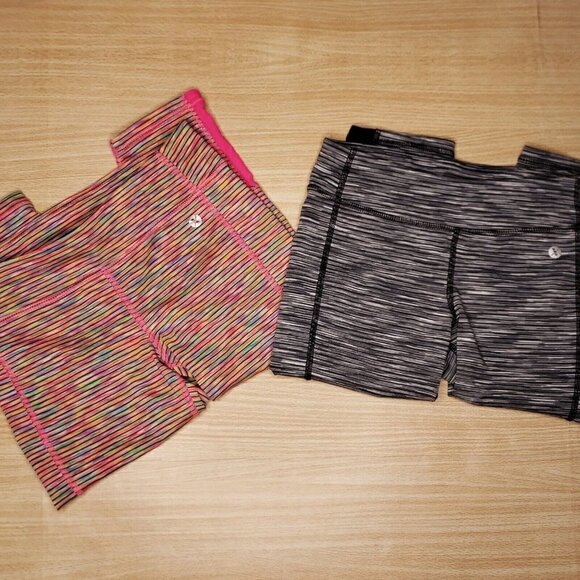 Xersion Girls Quick Dry Black Pink Striped Athletic Capri Leggings 7-8 - Picture 1 of 6